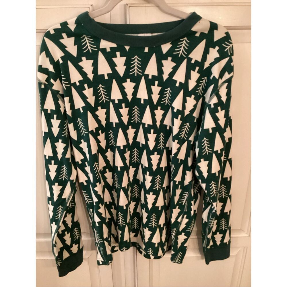 Hanna Andersson Womens Christmas Tree Henley Top Sz L